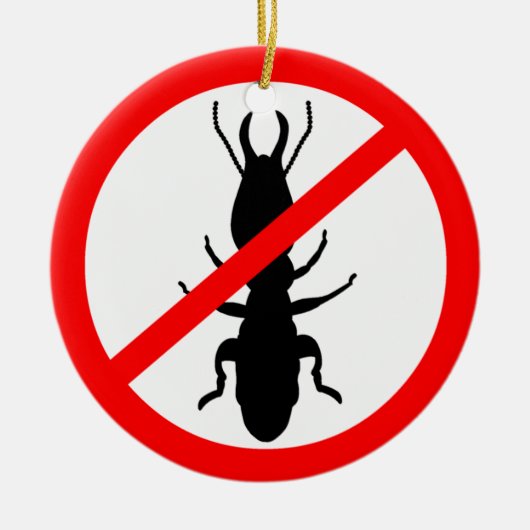 シロアリを用心して下さい セラミックオーナメント (正面)