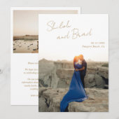 シロアンティーク金ゴールドエレガモダンントウェディング セーブザデート (正面/裏面)