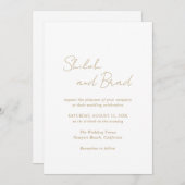 シロアンティーク金ゴールドエレガモダンントウェディング 招待状 (正面/裏面)