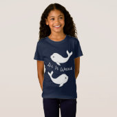 シロイルカのクジラのしゃれのTシャツ(子供) Tシャツ (正面フル)