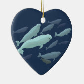 シロイルカのクジラのオーナメントのパーソナライズなクジラのオーナメント セラミックオーナメント (右)