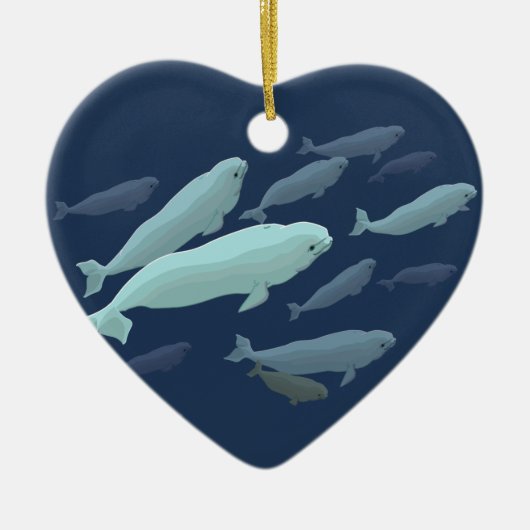 シロイルカのクジラのオーナメントのパーソナライズなクジラのオーナメント セラミックオーナメント (正面)