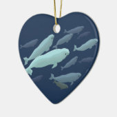 シロイルカのクジラのオーナメントのパーソナライズなクジラのオーナメント セラミックオーナメント (左)