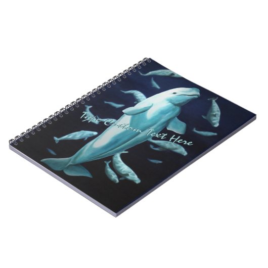 シロイルカのクジラのノートのパーソナライズなクジラジャーナル ノートブック (左側)