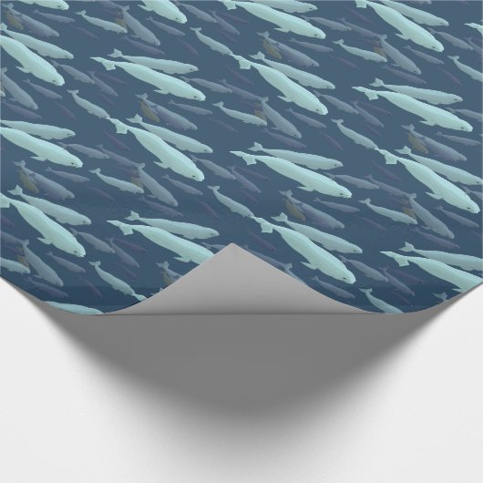 シロイルカのクジラの包装紙のクジラのクリスマスの紙 ラッピングペーパー (角)