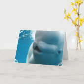 シロイルカのクジラの挨拶状 カード (黄色い花)