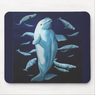 シロイルカのクジラの芸術のマウスパッドのクジラの絵画の装飾 マウスパッド