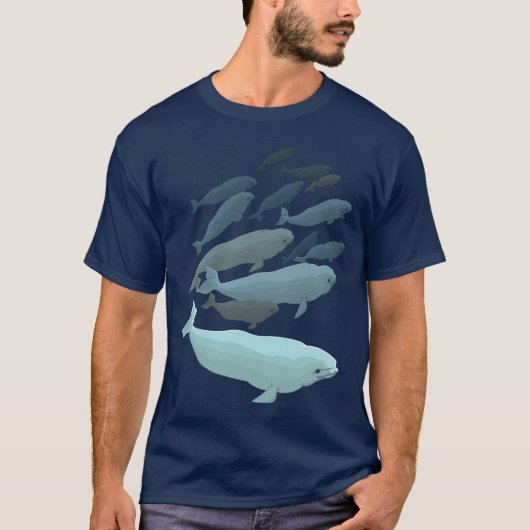 シロイルカのクジラのTシャツのユニセックスなクジラの芸術のワイシャツ Tシャツ (正面)