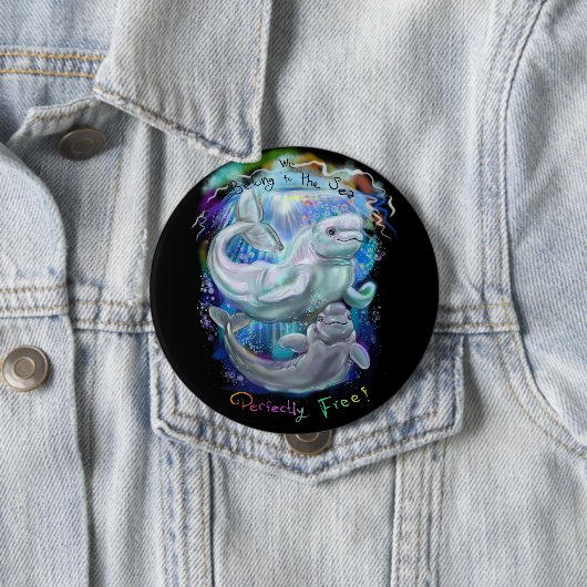 シロイルカのクジラ 缶バッジ (インサイチュ)