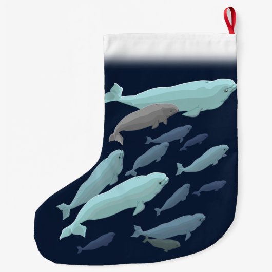 シロイルカのクリスマスのストッキングはシロイルカのクジラを個人化します ラージクリスマスストッキング (裏面)