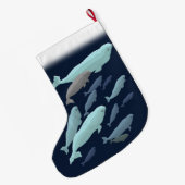 シロイルカのクリスマスのストッキングはシロイルカのクジラを個人化します ラージクリスマスストッキング (裏面 (吊り時))