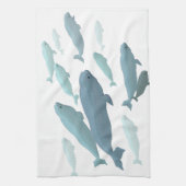 シロイルカタオルのシロイルカのクジラの皿タオルのクジラのギフト キッチンタオル (縦)