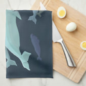 シロイルカタオルのシロイルカのクジラの皿タオルのクジラのギフト キッチンタオル (四つ折り)