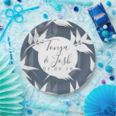 シロウエットネイビー葉ガーデン結婚ズ ペーパープレート (パーティー)