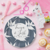 シロウエットネイビー葉ガーデン結婚ズ ペーパープレート (パーティー)