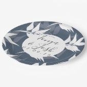 シロウエットネイビー葉ガーデン結婚ズ ペーパープレート (アングル)