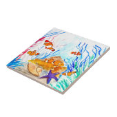 シロウオ水彩ブルー航海の海 タイル (側面)