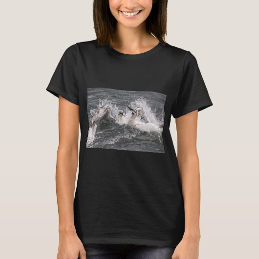 シロカツオドリの魚争奪戦 Tシャツ (正面)