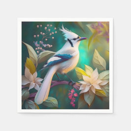 シロガオカンムリカケス幻想の鳥 スタンダードカクテルナプキン