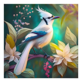 シロガオカンムリカケス幻想の鳥 フォトプリント