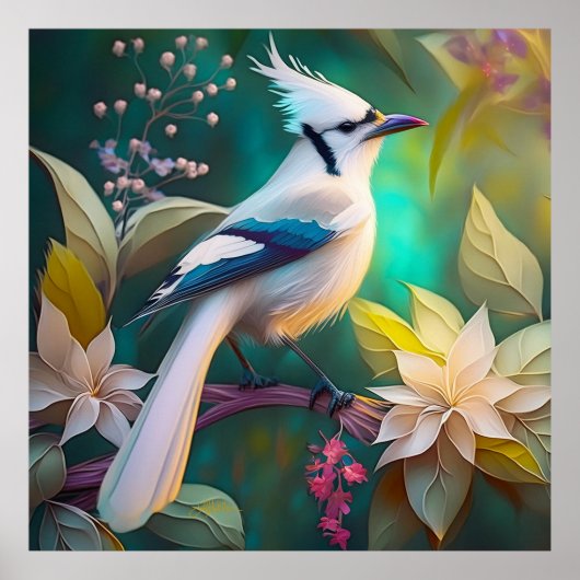 シロガオカンムリカケス幻想の鳥 ポスター (正面)