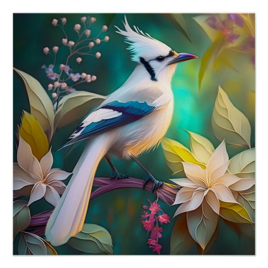 シロガオカンムリカケス幻想の鳥 ポスター (正面)