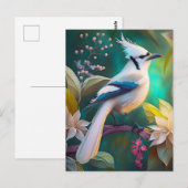 シロガオカンムリカケス幻想の鳥 ポストカード (正面/裏面)