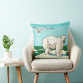 シロクマとカモメのプリント クッション (椅子)