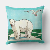 シロクマとカモメのプリント クッション (裏面)