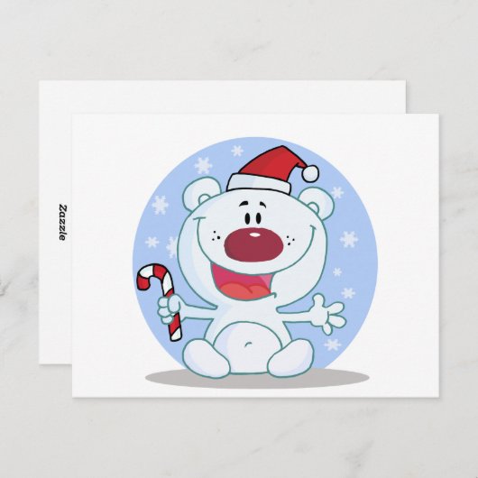 シロクマとキャンディーケーンホリデーTシャツ シーズンカード (正面/裏面)