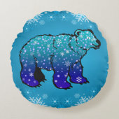 シロクマとスノーフレーク ラウンドクッション (正面)