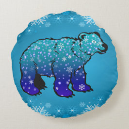シロクマとスノーフレーク ラウンドクッション