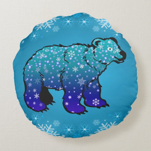 シロクマとスノーフレーク ラウンドクッション (裏面)