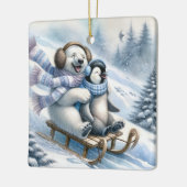 シロクマとペンギンのソリ セラミックオーナメント (左)