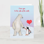 シロクマとペンギンバレンタインのカード カード (正面)