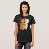 シロクマとライオンかわいい動物のための女性動物 Tシャツ (正面フル)