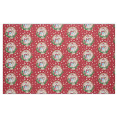 シロクマと雪だるまのクリスマス模様の織物 ファブリック (ファットクウォーター)