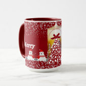 シロクマのクリスマスキャンドルツリー冬の雪片 マグカップ (正面左)