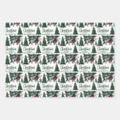 シロクマのクリスマスツリー配信のピークなし ラッピングペーパーシート (正面)