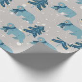 シロクマのクリスマス（青） ラッピングペーパー (角)