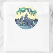 シロクマのシール野生動物のアートシール&ギフト ラウンドシール (バッグ)