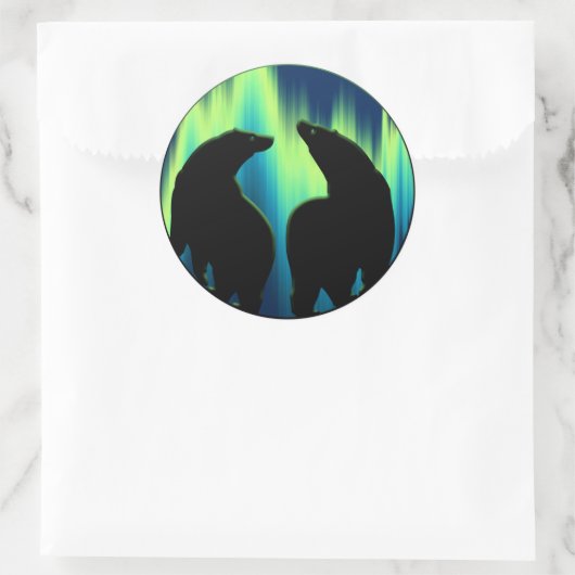 シロクマのシール野生動物のアートシール&ギフト ラウンドシール (バッグ)