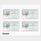 シロクマのトナカイ特別配送シール 長方形シール (シート)