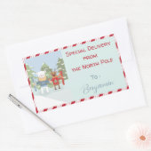 シロクマのトナカイ特別配送シール 長方形シール (封筒)