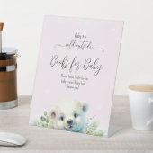 シロクマのピンクの雪の冬のベビーシャワー 台座サイン (インサイチュ)