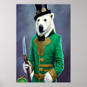 シロクマの緑と金ゴールド | AIアートポスター ポスター (正面)