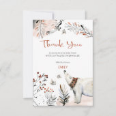 シロクマの葉の燃えたオレンジ色の赤ちゃんシャワー サンキューカード (正面)