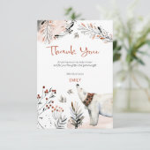 シロクマの葉の燃えたオレンジ色の赤ちゃんシャワー サンキューカード (スタンド正面)