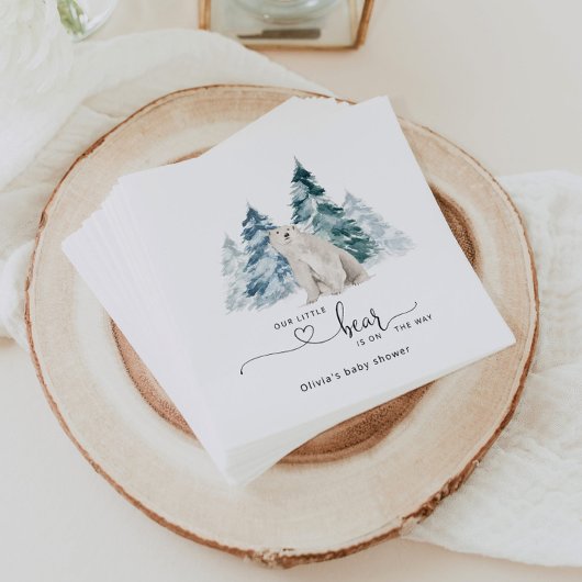 シロクマの赤ちゃんシャワー スタンダードカクテルナプキン