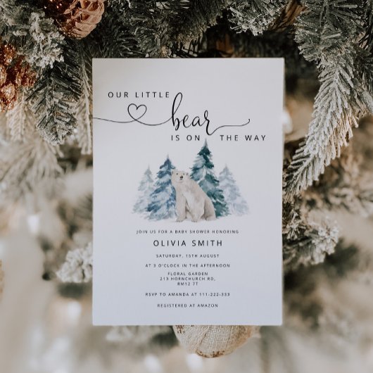 シロクマの赤ちゃんシャワー 招待状